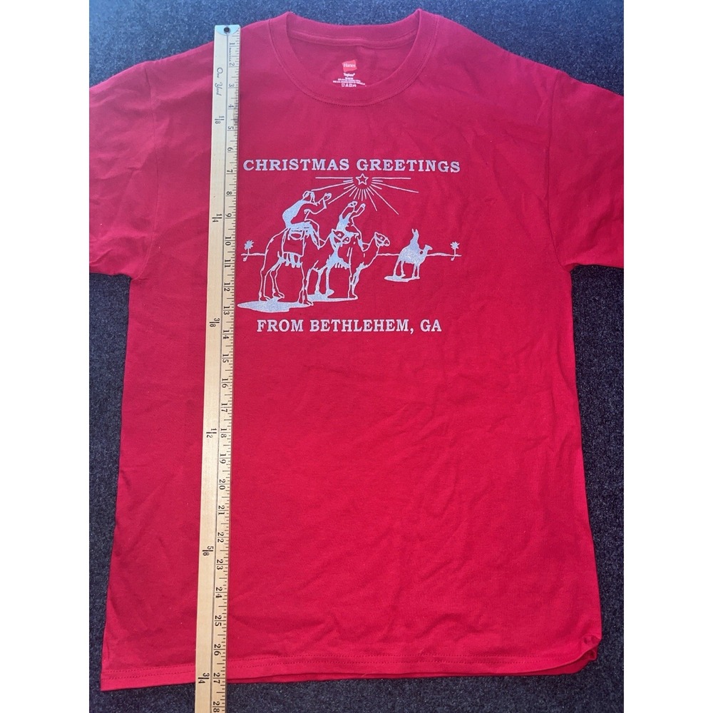 Bethlehem Georgia Post Office Red Christmas Card Stamp Hanes T Shirt Adult M - Picture 7 of 7